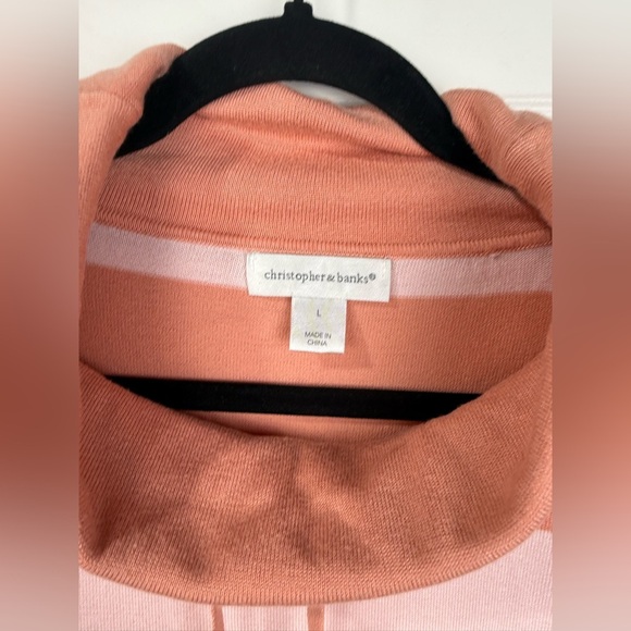 Christopher & Banks women’s pink striped cowl necked drawstring sweater. Size L. - Picture 2 of 5